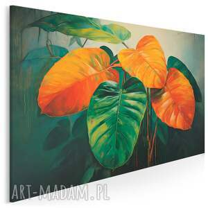 obraz do salonu - egzotyczne liście w stylu abstrakcyjnym 70x50 cm 102501