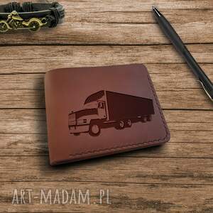 handmade prezent dla kierowcy tira tirowca personalizowany męski skórzany portfel