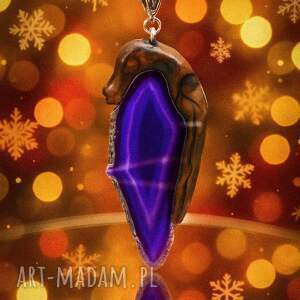 prezent na święta Ręcznie rzeźbiony wisiorek - fioletowy agat