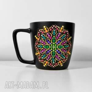 unikalny kubek z ręcznie malowaną mandalą prezent ceramika
