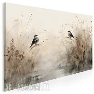 Obraz do sypialni - PTAKI NA TRAWACH DELIKATNA NATURA MINIMALIZM