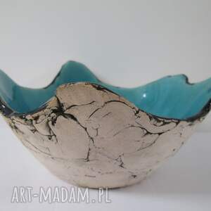 handmade ceramika turkusowa miska jak skała