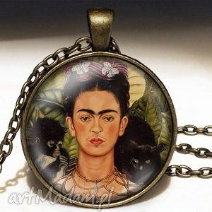 frida kahlo - duży medalion z łańcuszkiem orientalny, naszyjnik