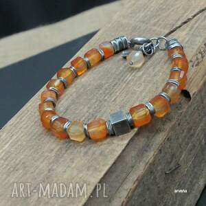 sześciany - bransoletka 02, karneol biżuteria