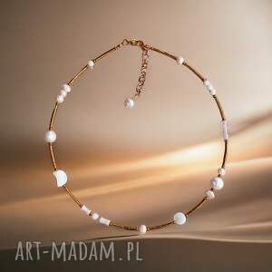 handmade naszyjnik white: choker: summer collection: biały naszyjnik