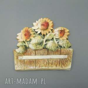 ręcznie wykonane ceramika słoneczniki - dekoracja ścienna