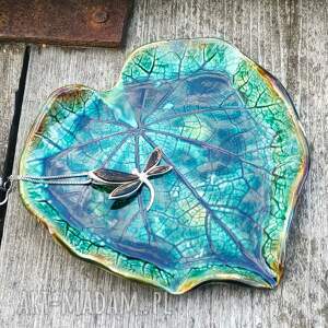 handmade ceramika ceramiczny talerzyk, liść malwy (c568)