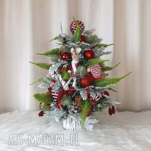 choinka z szyszek myszkami dekoracja na boże narodzenie led dekoracje