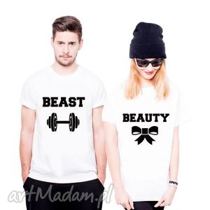 koszulka dla par beast - beauty fun, love