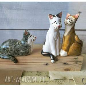 prezent Zestaw 3 kotów, ceramika, kot