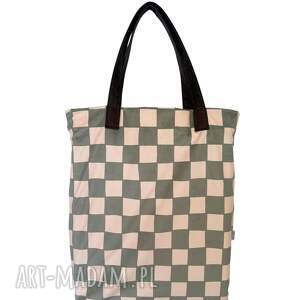 Torba Mr. M Pixel khaki - uszy skóra naturalna, shopper bag