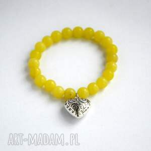 ręczne wykonanie bracelet by sis: srebrne serce w jadeicie lemon