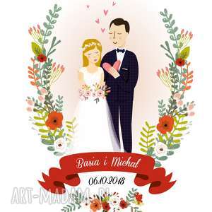 zamówienie specjalne ilustracja pary młodej portret, para młoda, ślub wesele