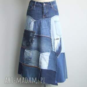 patchworkowa spódnica jeansowa r 36/38, zero waste