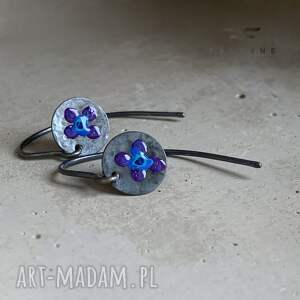 kolczyki polne kwiaty - dark purple blue, oksydowane srebro, subtelna