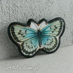 motyl, broszka niebieski, turkusowy romantyczny