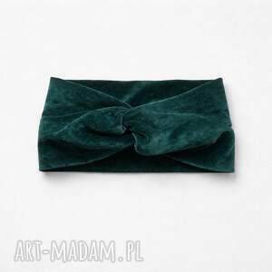 Opaska rozciągliwa dzianinowa turbanowa ciemna zieleń rozmiar