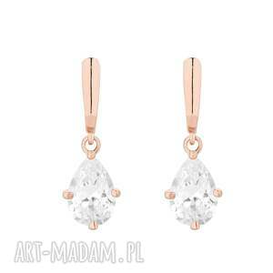 kolczyki z różowego złota cyrkoniami kryształ, srebro