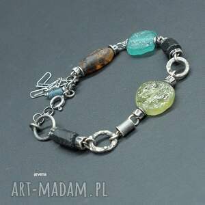 Bursztyn w towarzystwie - bransoletka 07, szkło antyczne