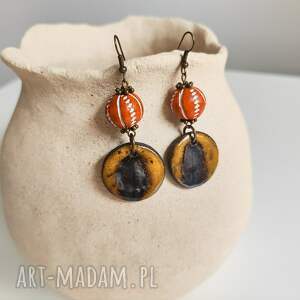 kolczyki ceramiczne wiszące z ceramiką, na lato