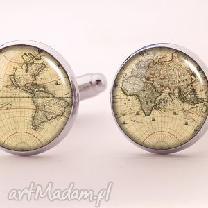 handmade spinki do mankietów mapa świata - spinki do mankietów