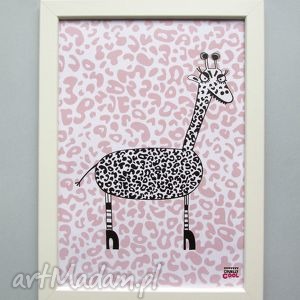 giraffe, panterka żyrafa dziecko, plakat, grafika, centki