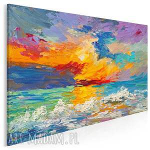 obraz na płótnie - abstrakcja morze fale kolorowy 70x50 cm 89101