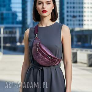 magenta chrome - nerka m z pikowanej metalicznej eko skóry miniportfel