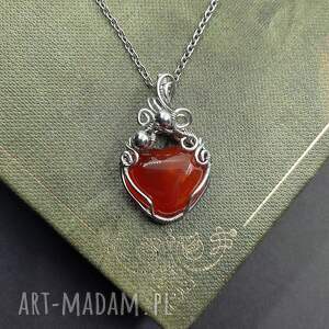 Prezent Naszyjnik Agat Serce stal chirurgiczna wisiorek handmade