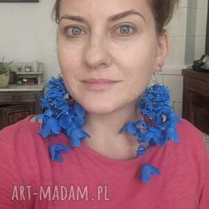 kolczyki niebieskie kwiaty tulipany bardzo lekkie niezwykle widoczne