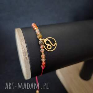 bransoletka zodiakalna lew - wersja ze złotem, prezent dla lwa zodiakary