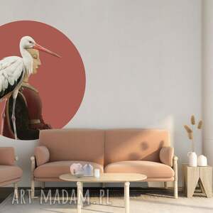 Mural Pani Bocianowa - okrągła dekoracja ścienna, dots, wallstick