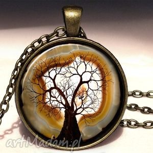 kamienne drzewo - duży medalion z łańcuszkiem, naszyjnik prezent, elegancki