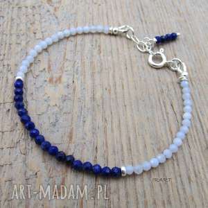 handmade delikatna z lapis lazuli i chalcedonu