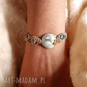 lisek porcelanowy rubin turmalin ametyst bransoletka makramowa delfinadolls