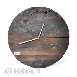 zegar drewniany ścienny loft - palony 50cm technika shousugiban design