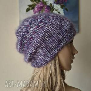 RĘCZNIE NA DRUTACH - Bardzo ciepła, puchata, szlachetna czapka