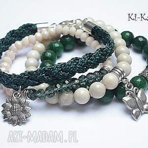 handmade emerald and ecru set