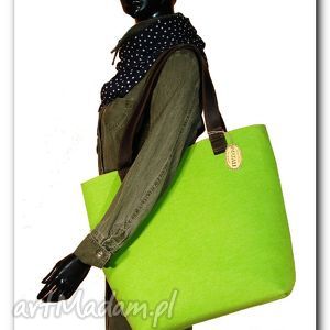 handmade na ramię duża zielona - neonowa XXL minimalistyczna torebka