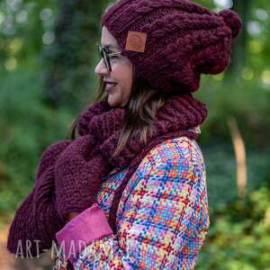 Czapka MERINO Smile “Bordo” podszewka JEDWAB, i - alpaka