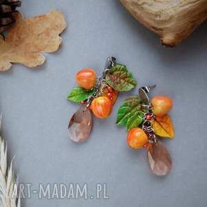 Kolczyki jabłka z kryształkami - Jesienny Sad handmade