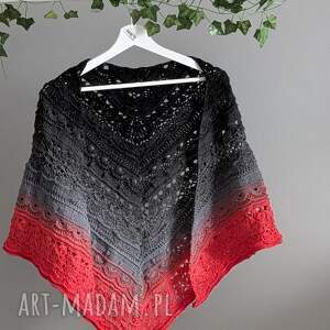 chusta szydełkowa kokonek classic - czerń / szarości koral ognista czerwień