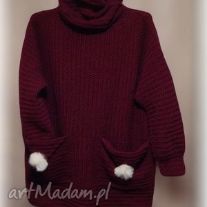 handmade swetry szeroki luźny sweter z golfem