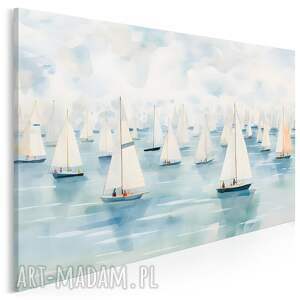 Obraz do salonu - ŻAGLÓWKI NA MORZU REGATY AKWARELA - 70x50 cm