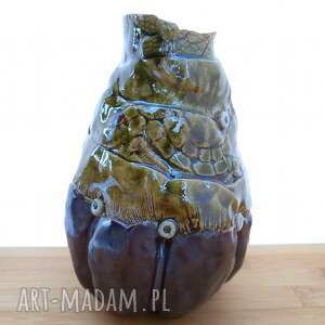 Ceramiczny - Koronkowy bufon, wazon, naczynie, użtkowe, unikatowe