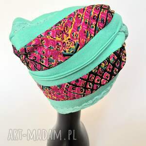 handmade czapki turban kolorowy etno orient milutki uniwersalny, zalecany dla artystek