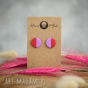 Dots M - fioletowo czerwone, kolorowe kolczyki