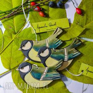 sikorka ceramiczna szkliwiona choinkę, ceramiczny ptaszek, dekoracja