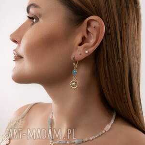 Kolczyki z chalcedonu Słoneczniki, Srebro 925 w złotym pokryciu