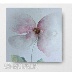 Różowy kwiat - ręcznie malowana akwarela 20x20 cm